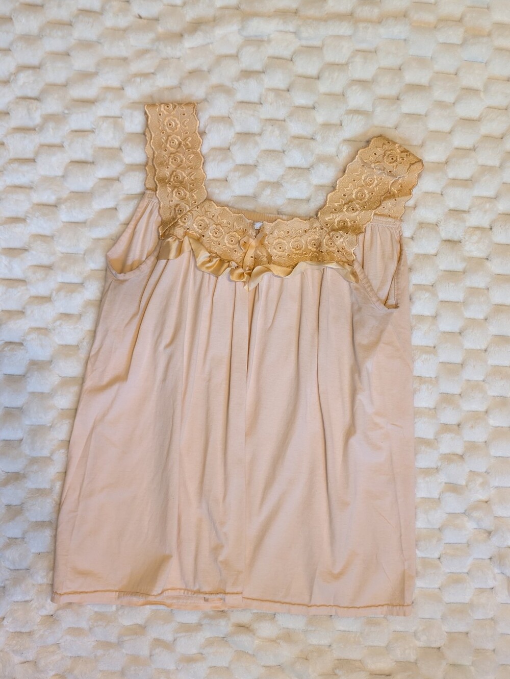 Just Love Peach Pink 100% Cotton Eyelet Lace Trim Coquette Camisole Tank Large
